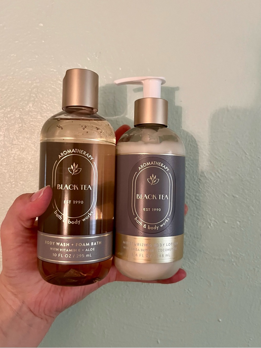 Bath & Body Works Aromatherapy Black Tea Body Wash/Bubble Bath & Body Lotion